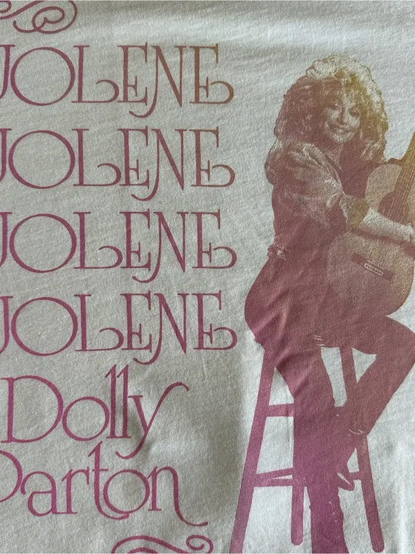 Old Navy Dolly Parton Jolene Graphic T-Shirt Women's Medium White Country Music - Image 13