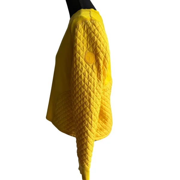 T by Talbots Yellow Quilted Sweatshirt Small Golf Pullover Stretch Athleisure - Image 3