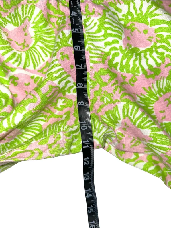Lilly Pulitzer The Beach Pant Linen Pink & Green Wide Leg Drawstring Pants LARGE - Image 7