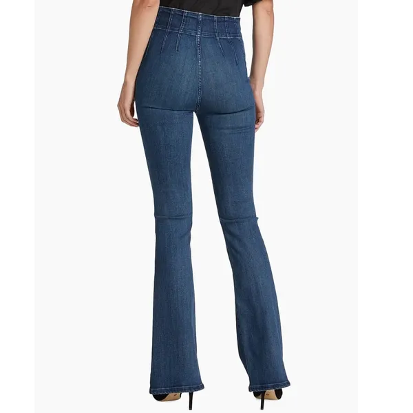 Free People Jayde Flare Jeans 30 High Waist Seamed Denim Boho 70s Style Retro - Image 3
