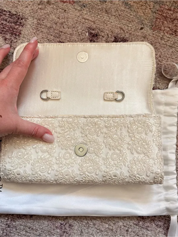 Crochet Wedding Clutch in Ivory - Image 7