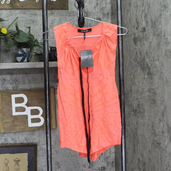 NWT Energie Active Juniors Diana Cowl-Neck Burnout Tank Top Fiery Coral Pink XL - Image 2