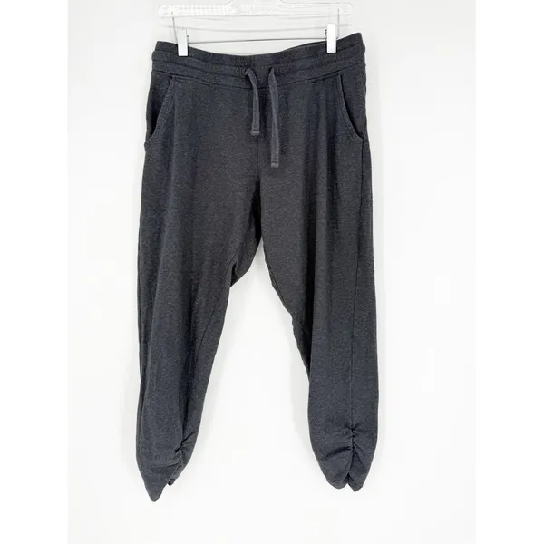 PACT Organic Cotton Cinched Tapered Leg Joggers Women's‎ M Gray Athleisure - Image 2