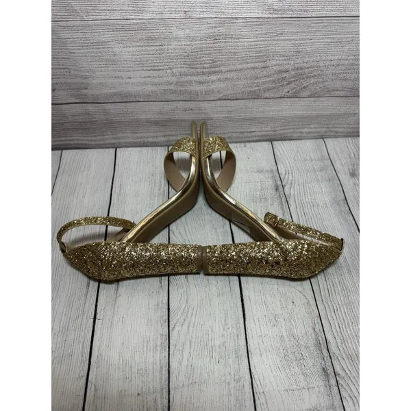 J Adams Shirley Gold Glitter Ankle Strap Heeled Sandals Size 9 - Image 4