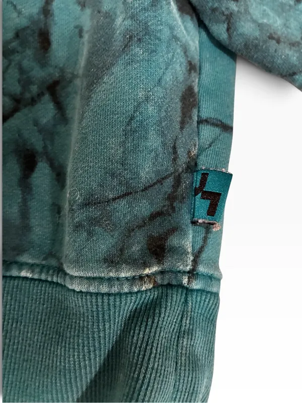 JoyLab Teal and Black Marble Tie-Dye Crewneck Sweatshirt - Image 6
