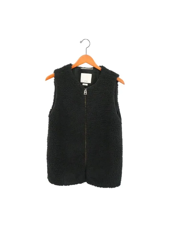 Aritzia Wilfred Chatou Black Shearling Vest S Sleeveless Zip Up Soft Teddy Small - Image 3