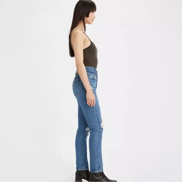 NWT Levi’s 501 SKINNY JEANS Color: Destructed Medium Indigo 32x 28 - Image 2