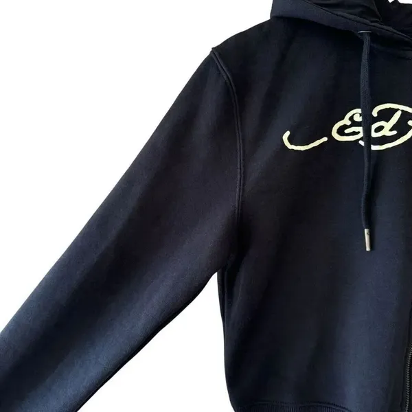 Ed Hardy Black Snake Skull Logo Cropped Zip Up Hoodie Sweatshirt SZ S #2290 - Image 5