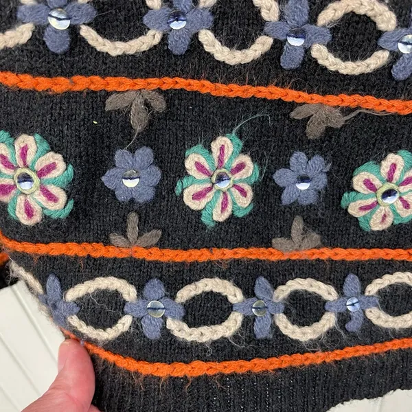 Vintage 90s Y2K Northwest Blue Wool Blend Nordic Embroidered Cardigan Size Large - Image 5