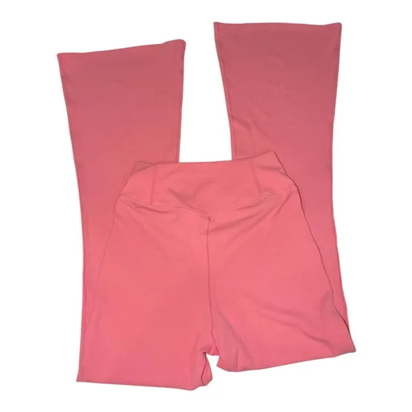 Halara Crossover High Waisted Ribbed Flare Yoga Pants Pink Size S - Image 6