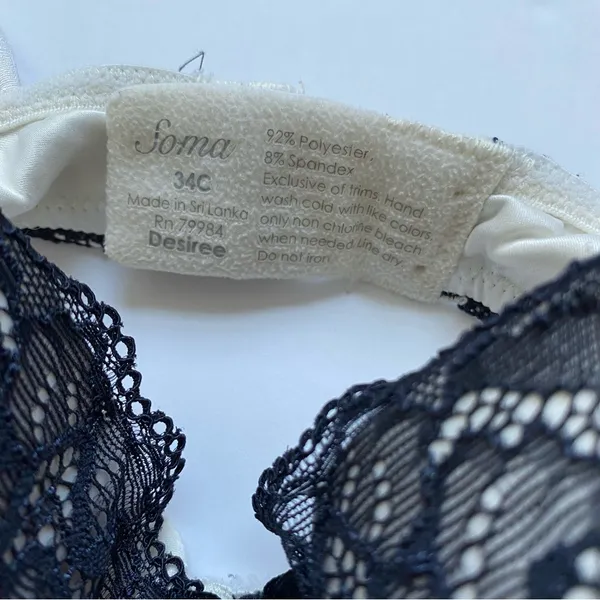 Soma Desiree White & Black Underwire‎ Bra - Image 3