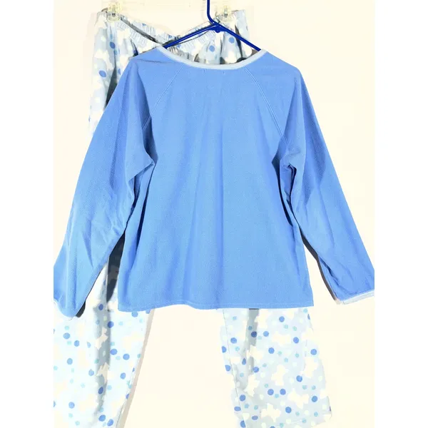 VS‎ Pink K Fleece Scottie Dog Polka Dot PJ Set Women L Blue Long Sleeve Cozy - Image 2