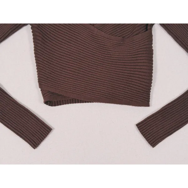 Abercrombie & Fitch LuxeLoft Slim Wrap Sweater Size S Brown Quiet Luxury Fall - Image 8