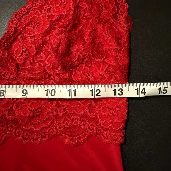 Chemise Nightie Slip Dress Women Small Red Lace‎ V-Neck Tie Back Mini Romantic - Image 5