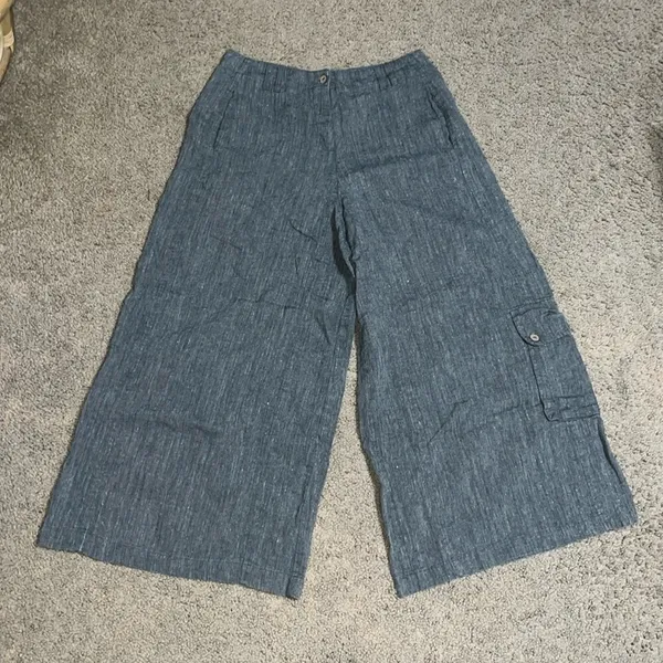 Yuvita Lagenlook Wide Leg Crop Cargo Culotte Pant Gray‎ Small - Image 3