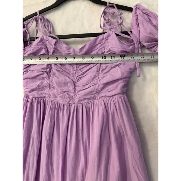 Universal Threads Lavender Purple Tiered Maxi Dress Womens XS Smocked Puff Sleeve - Image 5