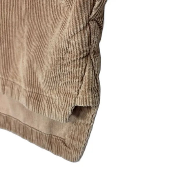 Forever 21 Button Up Shirt Jacket Shacket Tan Corduroy Cropped Boxy Minimalist L - Image 6