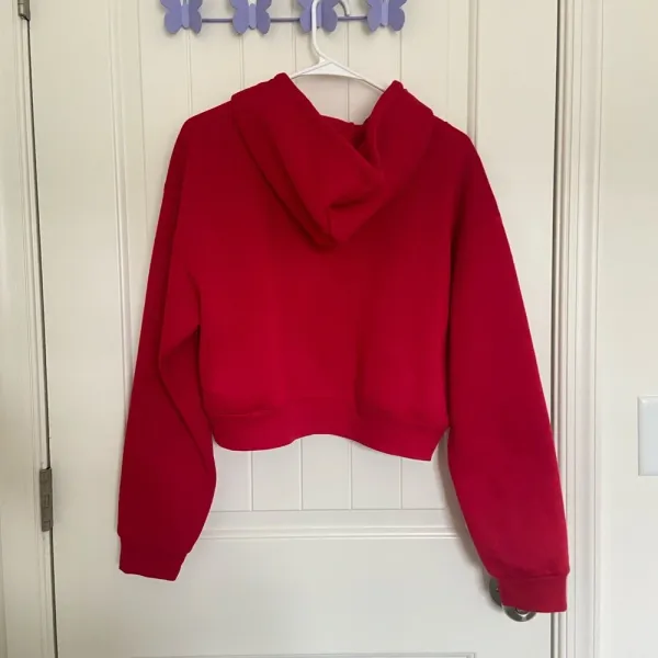 EUC | SHEIN women’s‎ red fleece lined cropped hoodie — large - Image 4