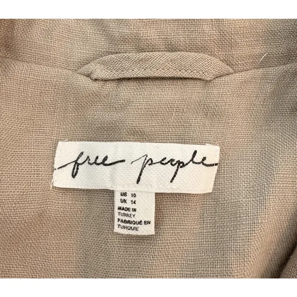 Free People Beige Cropped Blazer Jacket, Paisley Rollable Cuffs, Size 10 - Image 3