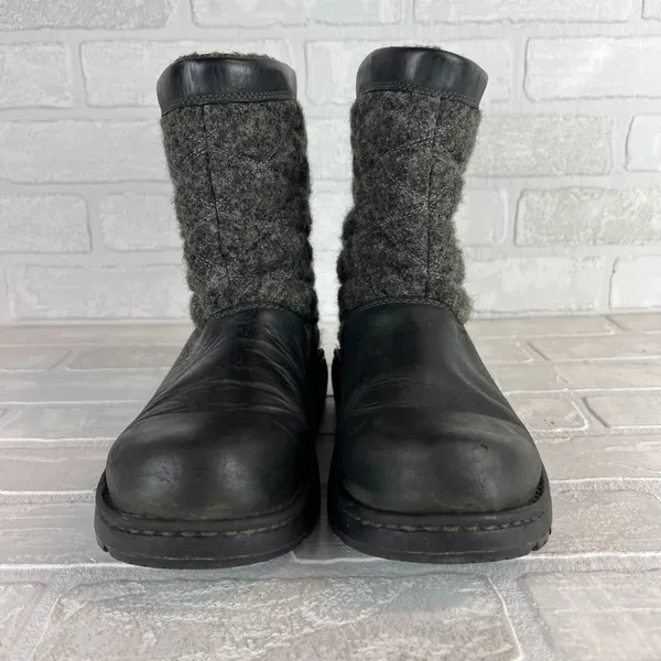 Chacos Waterproof Boots Womens 9.5 Black Gray Quilted Arbora Wool Leather Vibram - Image 9