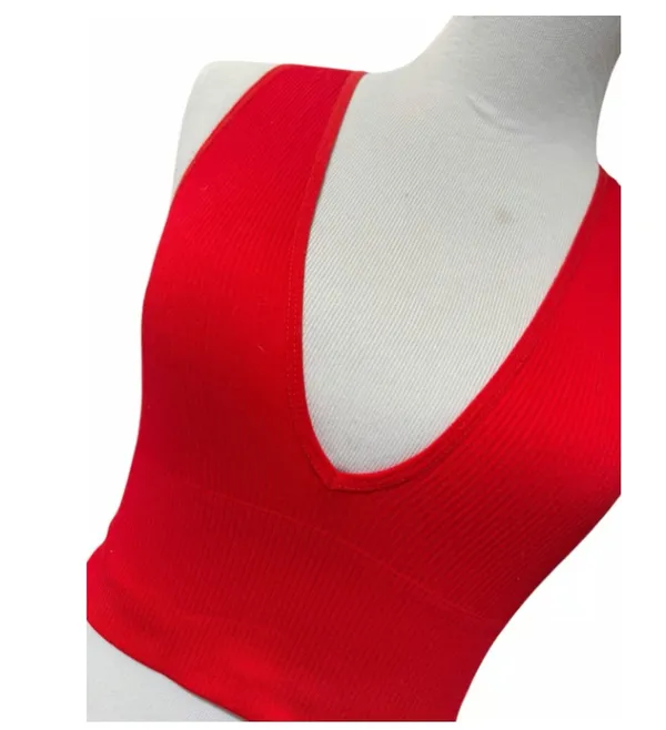 Out from Under UO red M Hailey plunge neck cropped tank - Image 4