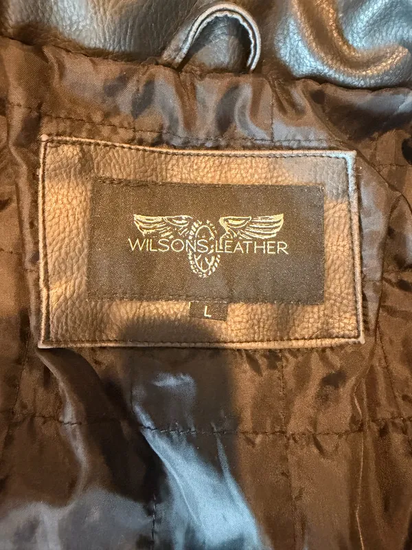 Wilsons Leather Black Faux Leather Jacket Men’s Large Vegan Leather Zip Biker Coat - Image 4