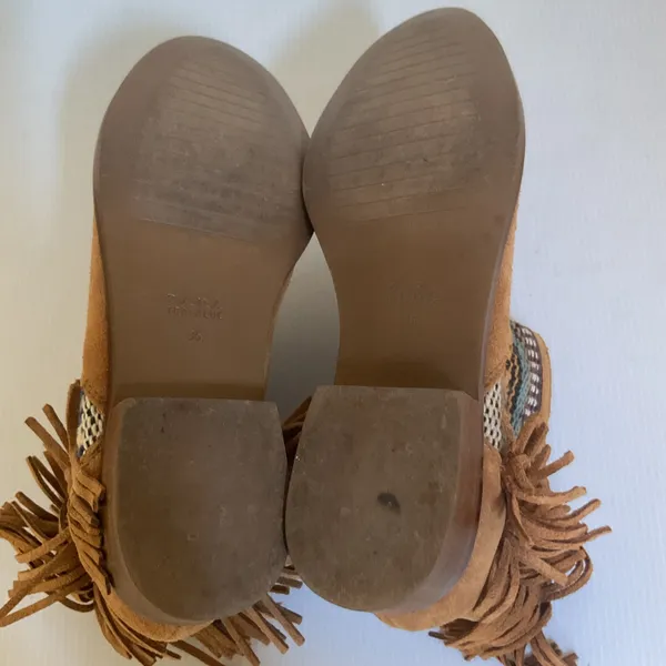 Zara Trafaluc Women’s Fringe Ankle Boots Size 36 Suede Western Boho Booties - Image 6
