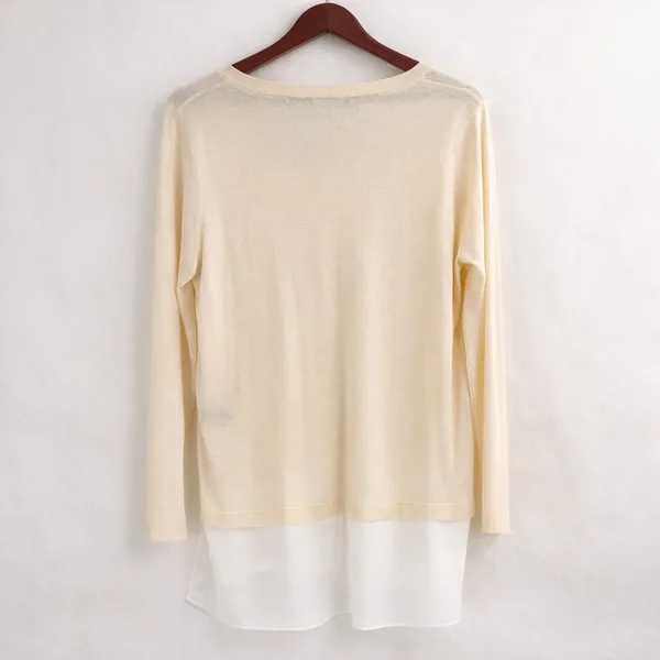 Lauren Ralph Lauren Sweater Women PS Cream Silk Blend Layered‎ Preppy Minimalist - Image 8