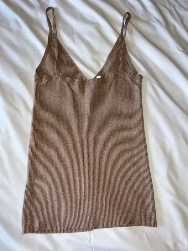 Tan Knit Tank Top - Image 2
