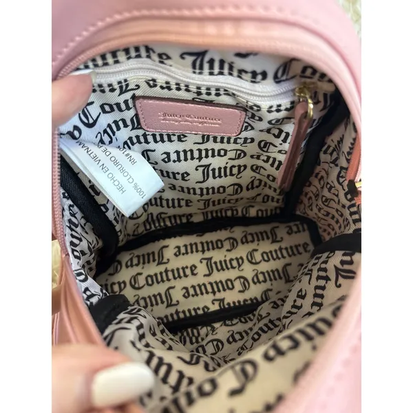 Juicy Couture Pink‎ Mini Backpack Gold Logo Zip Closure Adjustable Straps - Image 7