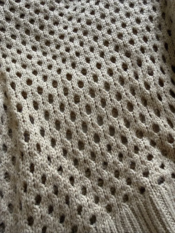 H&M Open-Knit Crewneck Sweater in Light Beige - Image 3