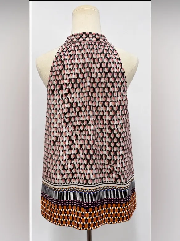Maeve Anthropologie Geometric Print Halter Tank Top Medium 100% Cotton Boho - Image 2