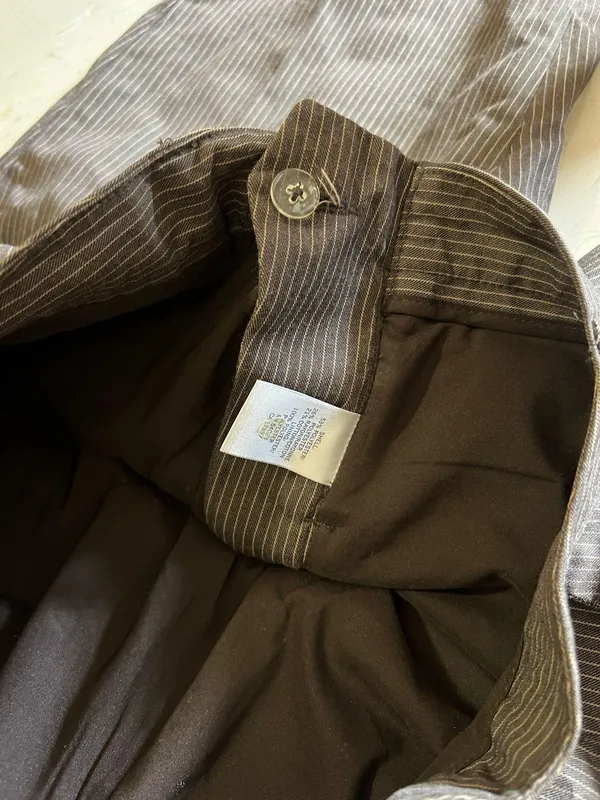 Banana Republic Vintage Brown Pinstripe Mid Rise Flare Work Pants - Image 5