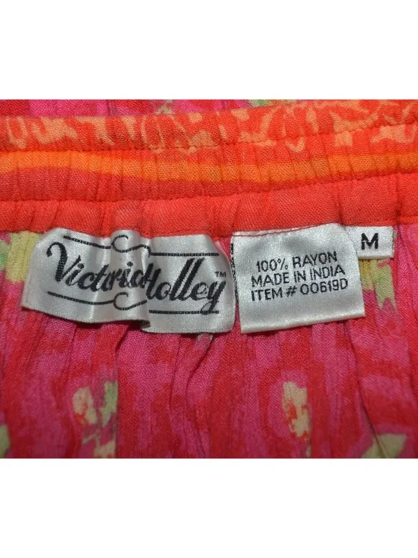 Vintage 90s Y2K Victoria Holley Floral Rayon Maxi Skirt Pink Boho Cottage Size M - Image 8