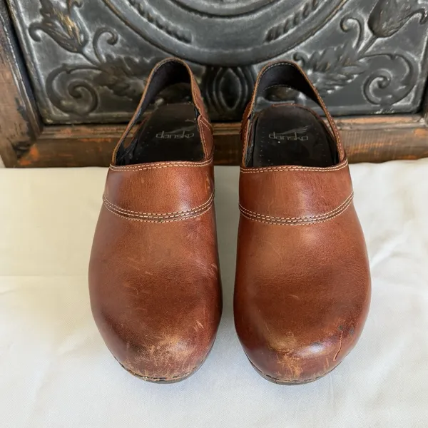 Dansko Pearl Leather‎ Slingback Heeled Clogs Sz 39 (8.5/9 US) Professional Nurse - Image 8