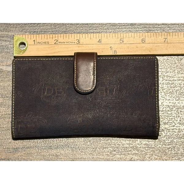 Dooney & Bourke Monogram Jacquard Leather Trim Bifold Long Wallet Brown Vintage - Image 4
