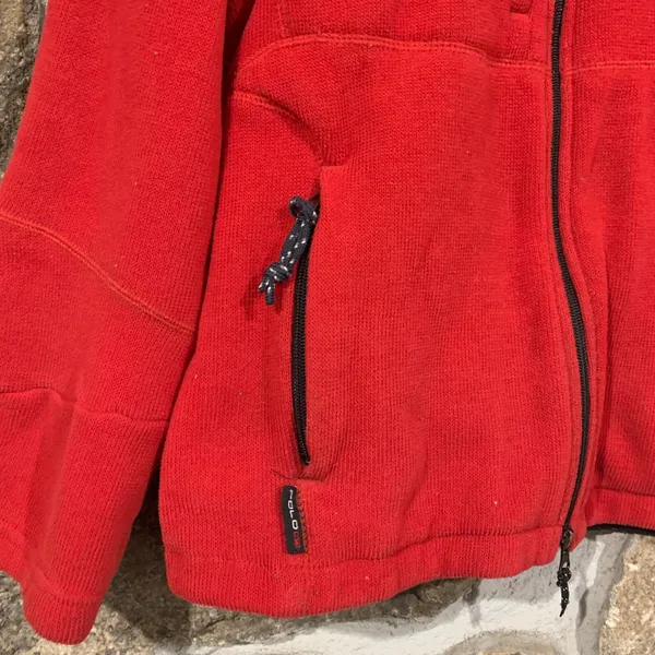 Polo Vintage Red/Black Ralph Lauren Embroidered Zip Up Sweatshirt Jacket - Image 3