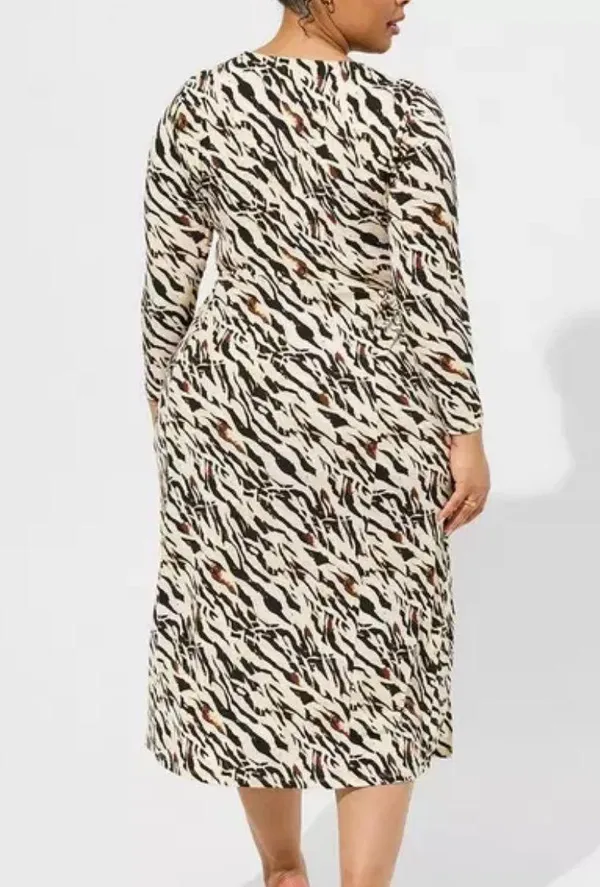 Torrid NWT Maxi Studio Knit Midi Dress Watercolor Zebra Tan Brown Orange Size 2X - Image 3