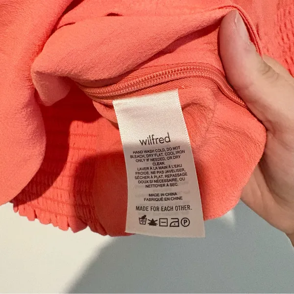 aritzia wilfred pandora puff sleeve smocked blouse fresco pink‎ size small - Image 5