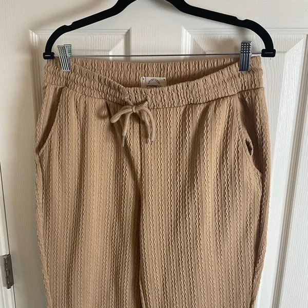 One Step Up Textured Tan Joggers | XL High-Waist Neutral Track Pants - Image 5