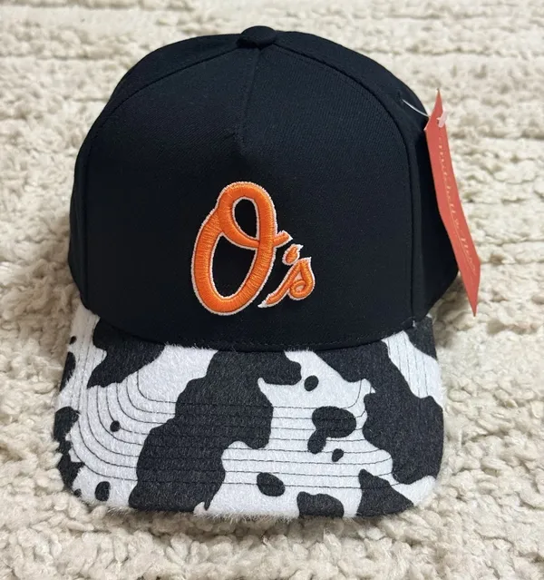 Mitchell & Ness MLB Baltimore Orioles Faux Fur animal print brim pro pinch Hat - Image 2