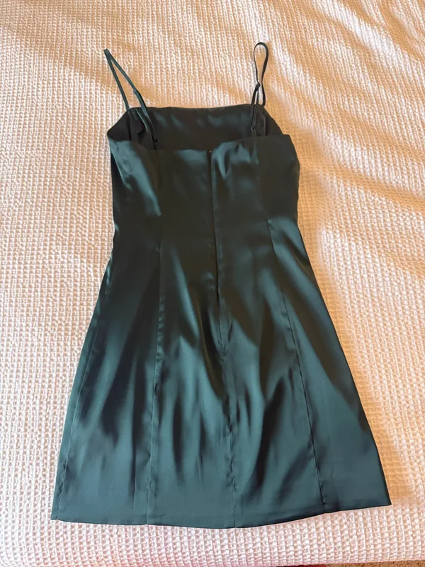 Aritzia Sunday Best Dress Mini Satin Green - Image 4