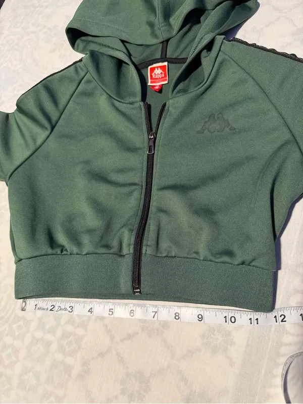 Kappa women cropped green jacket size S - Image 3