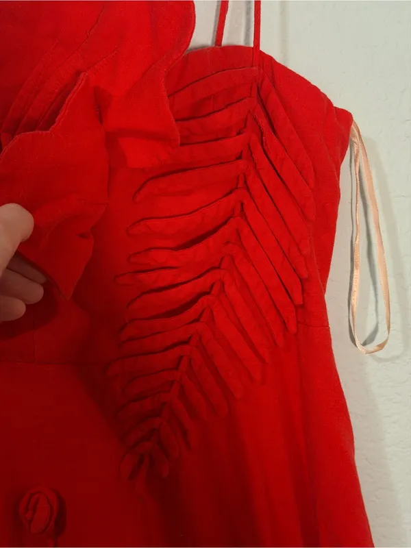 Farm Rio Red Garden Linen Blend Cocktail Midi Dress Size XS - Image 6