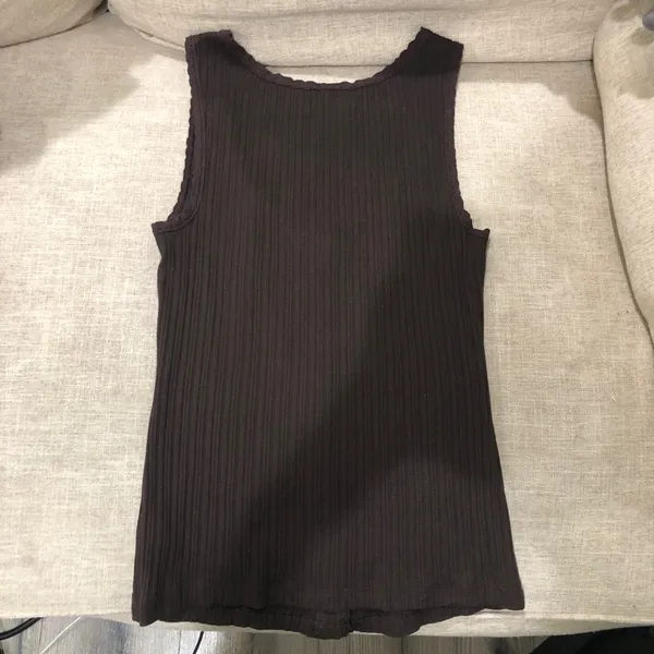 Aerie Dark Brown Chocolate Brown Stretchy Ribbed Tank Top Small - Image 7