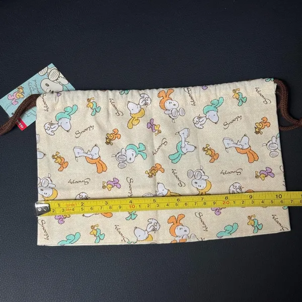 Snoopy Peanuts Woodstock Easter theme Cream and Brown Drawstring Pouch - Image 3