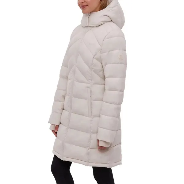 BENCH Long Hooded Puffer Coat Removable Hood Pockets‎ Minimalist Quilted X-Small - Image 5