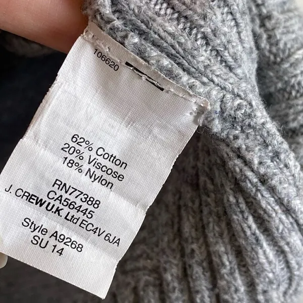 Madewell Textureworks Grey Ribbed Trim Knitted Crewneck Sweater Size S - Image 8