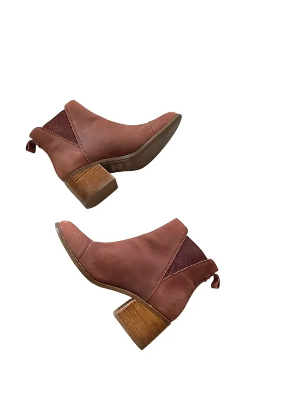 Toms Esme Leather Chelsea Boots Burnt Henna Size 7.5 Minimalist Western Festival - Image 6