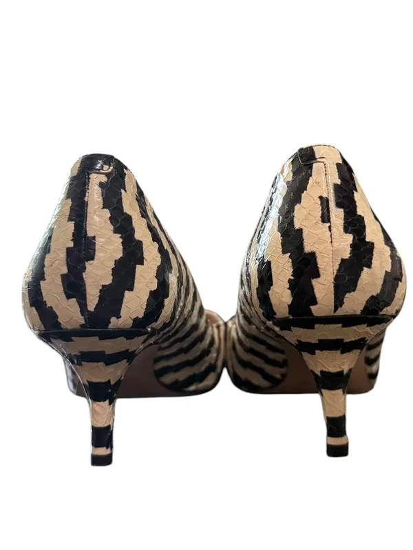 Via Spiga Snake Skin Black and Cream‎ Kitten Heel Sz 6M - Image 6